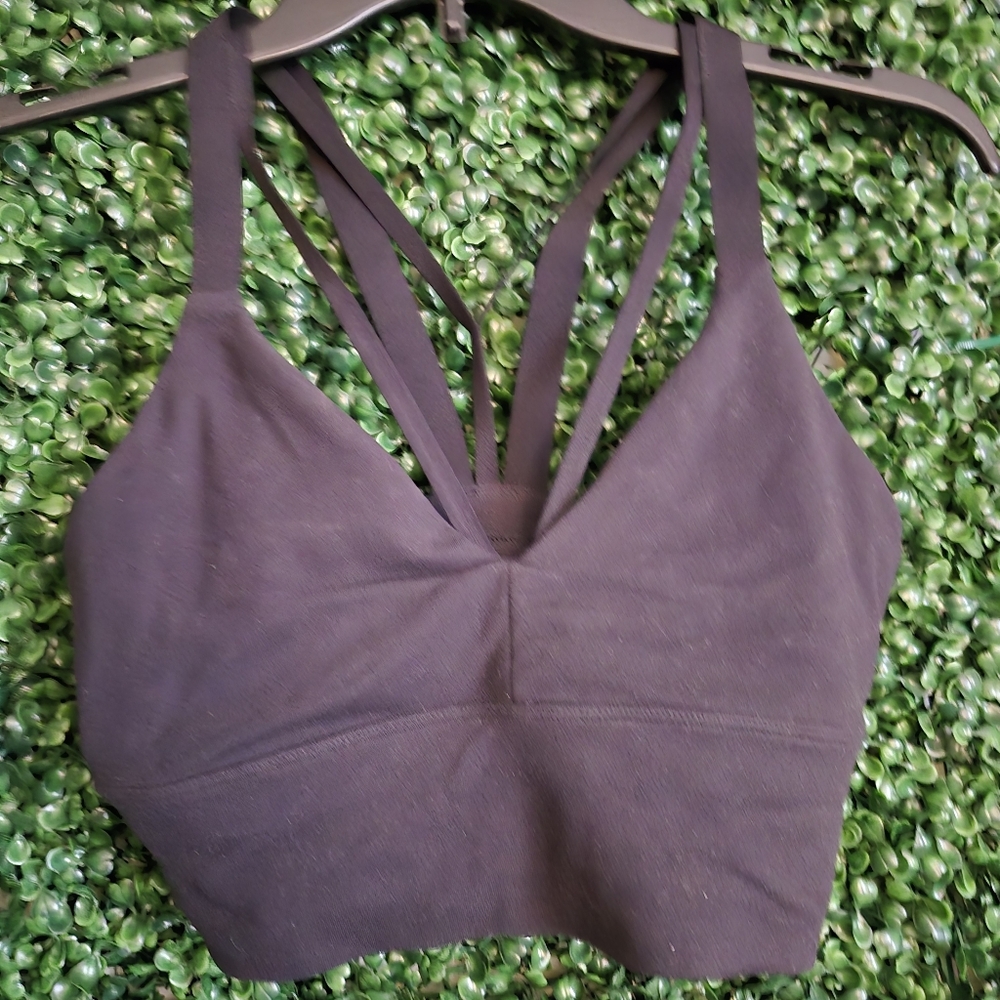 New Balance Black Fitted Strappy Bra/Top, Size M